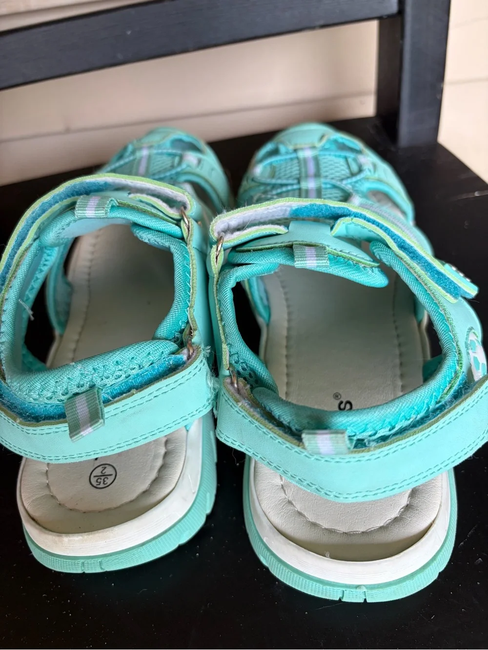 Kids TZJS Aqua Teal Closed-Toe Sandals - Comfortable Active Play Shoes Girls 2
